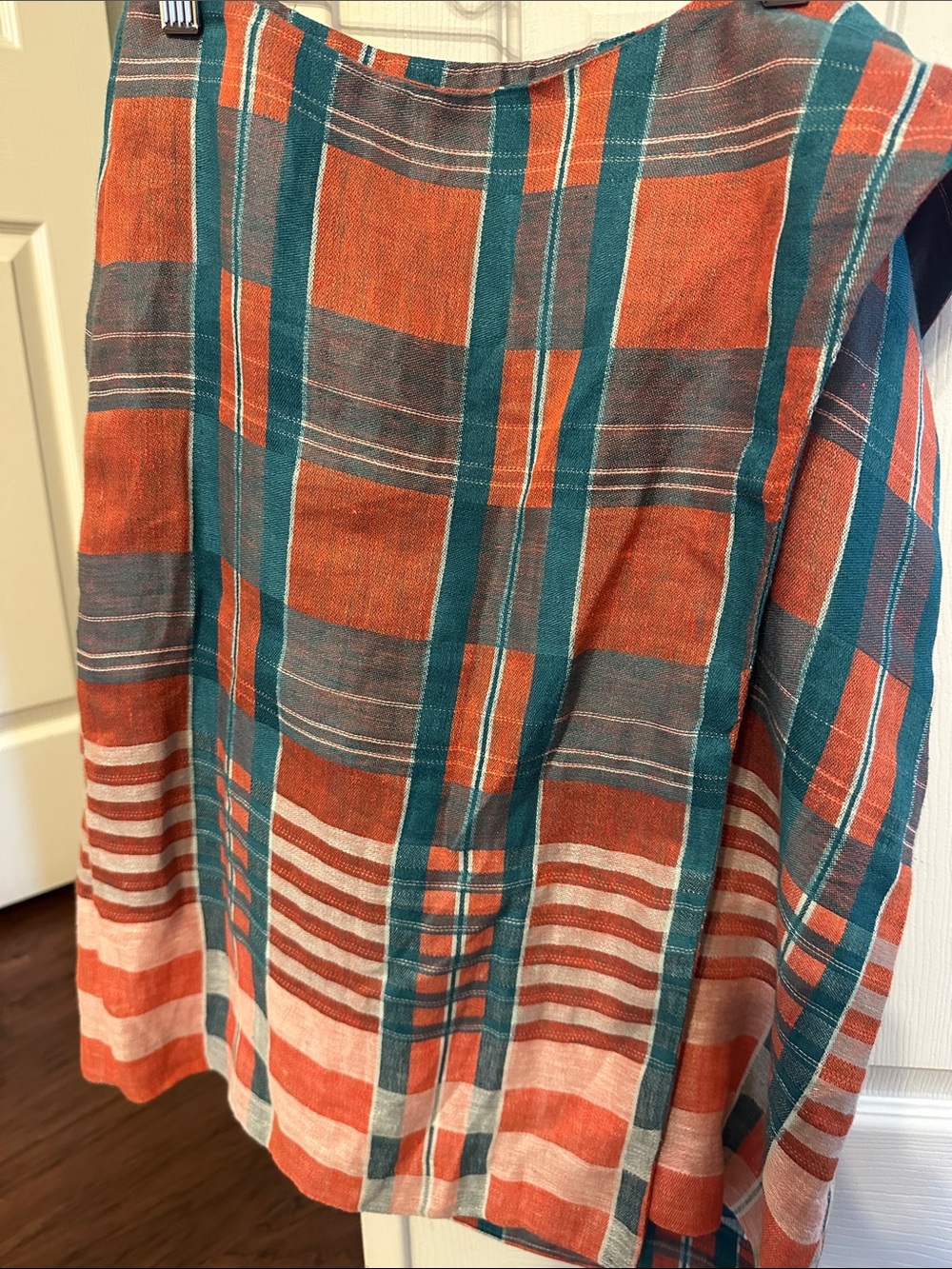 Plaid A-Line Skirt in Orange & Teal
